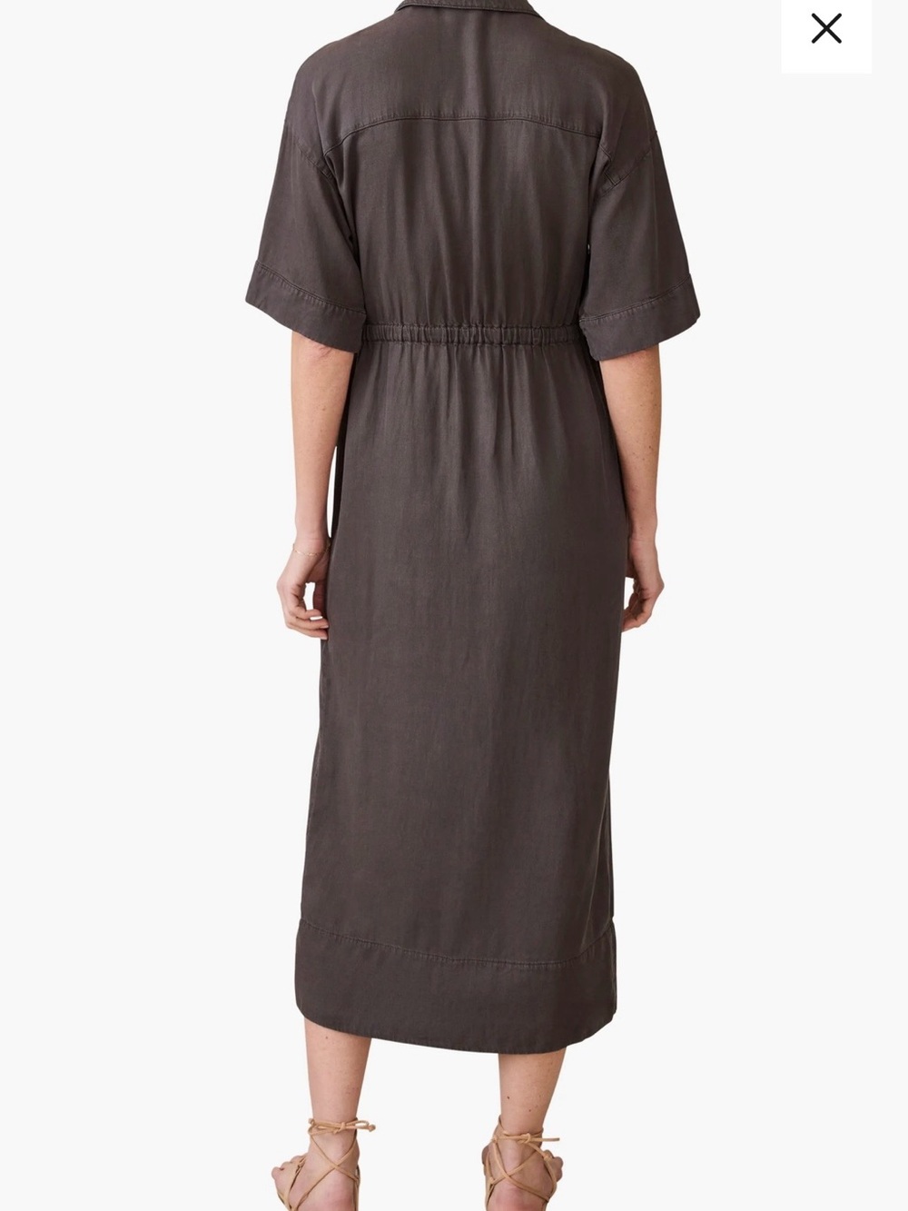 Faherty Topanga Button-Front Midi Shirt Dress in Washed Black - Picture 2 of 8